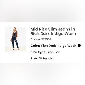 LOFT Mid Rise Slim Jeans in Dark Indigo